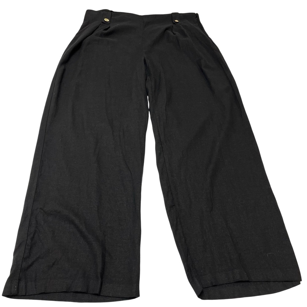 Michael Kors Pants Black Linen Blend Wide Leg Side Zip 14 Lagenlook Capsule